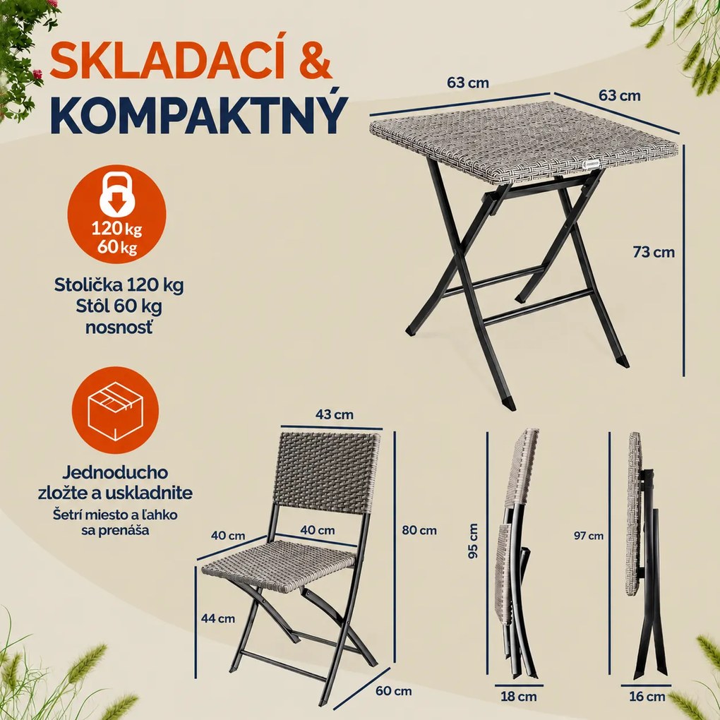 InternetovaZahrada Ratanový balkonový set - krémový