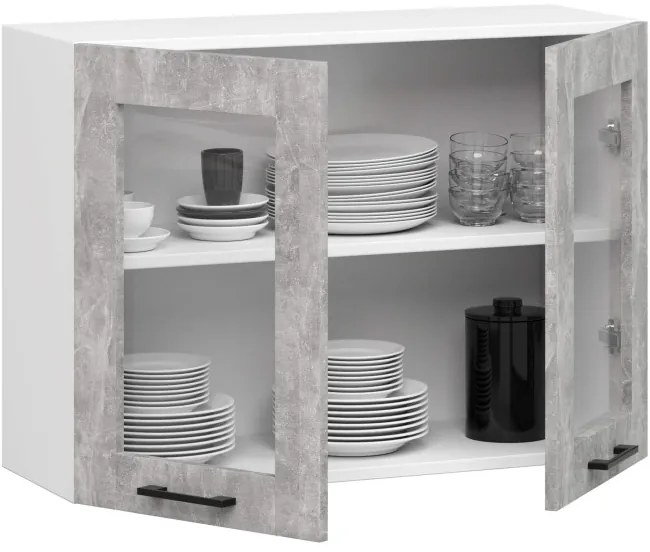 Horná kuchynská skrinka OLIWIA W80 H580 biela / betón