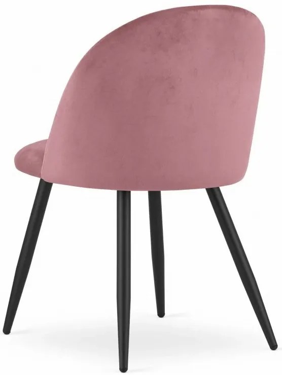 Stolička BELLO - tmavoružový zamat / čierne nohy