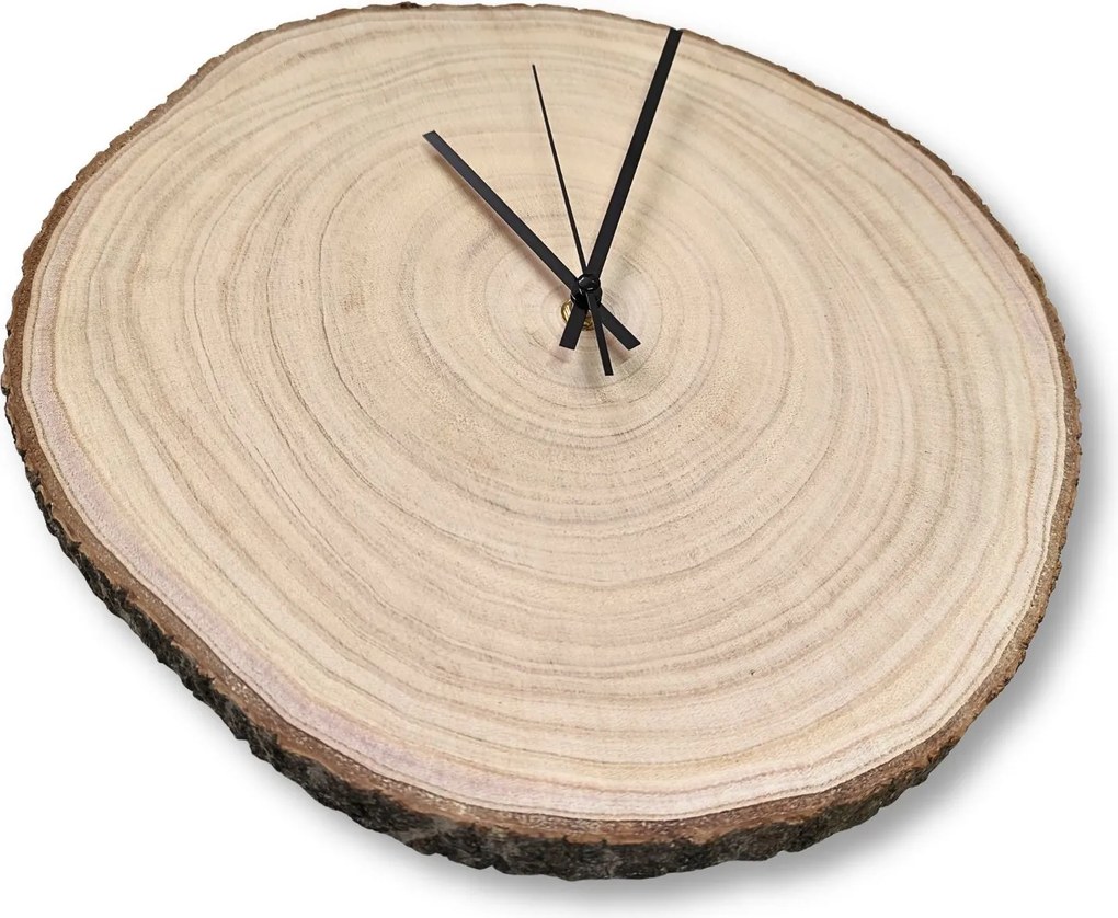 Nástenné hodiny z plátu dreva s letokruhmi a kôrou | KOR: Farba čierna RAL 9005 26-29 cm 4801-115419 KOR001-26-29-BLACK