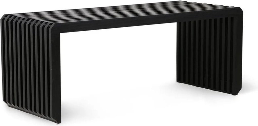 Čierna drevená lamelová lavica Slatted - 96*43*38 cm