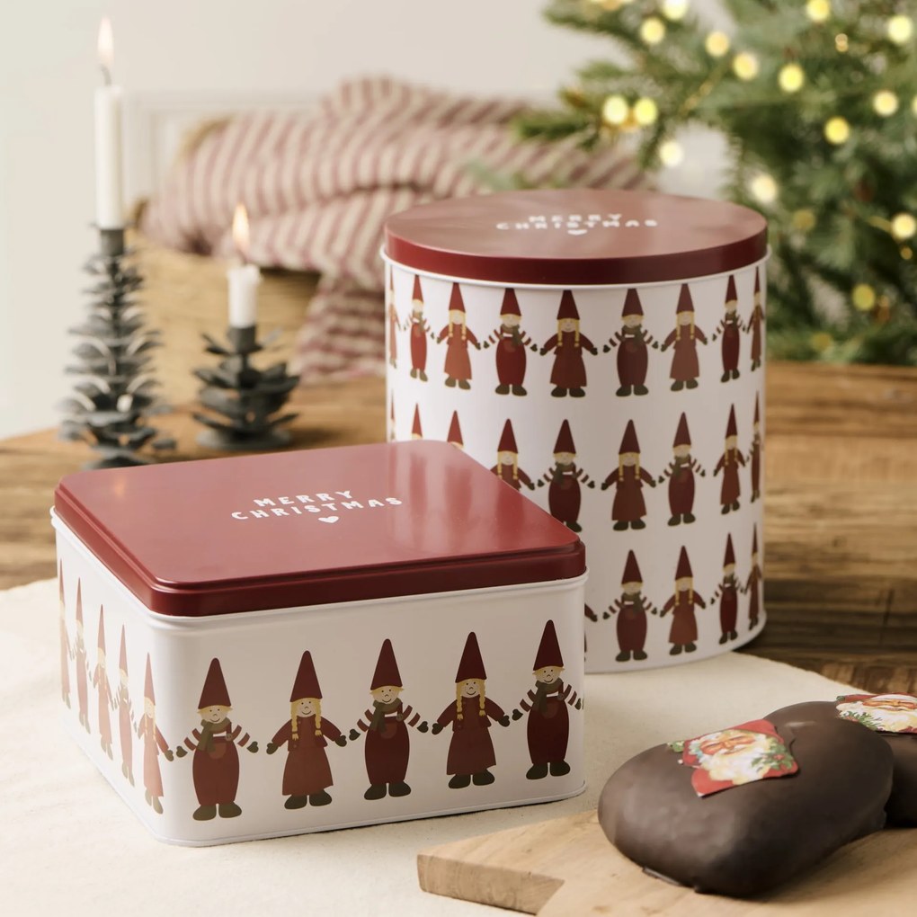 Ib Laursen Plechová dóza Santa's Helpers Tall Square