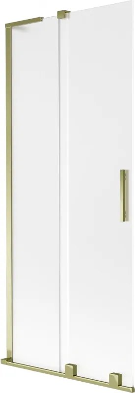 Mexen Velar L, 2-krídlová posuvná vaňová zástena 85 x 150 cm, 8mm sklo námraza, zlatá lesklá, 896-085-003-31-50
