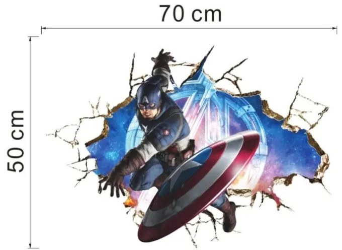 Samolepka na zeď Kapitán Amerika | Marvel 50x70 cm