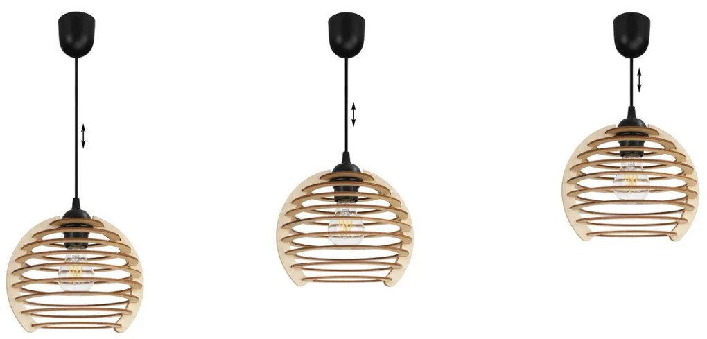 Závesné svietidlo Timber, 1x drevené tienidlo, lp, n