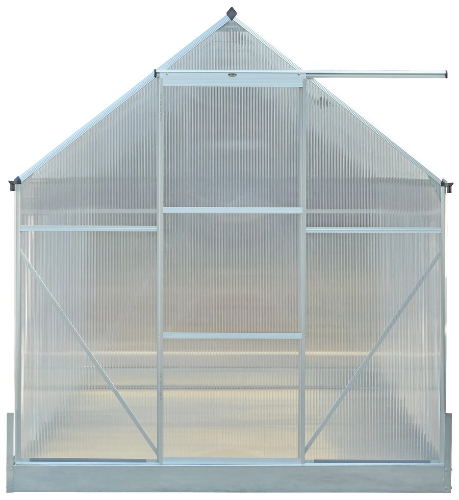 Skleník so základňou BestBerg SH-7 / 7 m² / 190 x 371 x 207 cm / strieborná