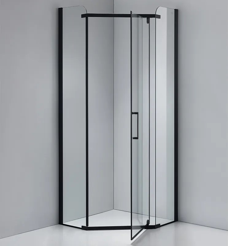 BPS-koupelny Päťuholníkový sprchový kút KZ91B BL 90x90 čierna/transparent - bez vaničky