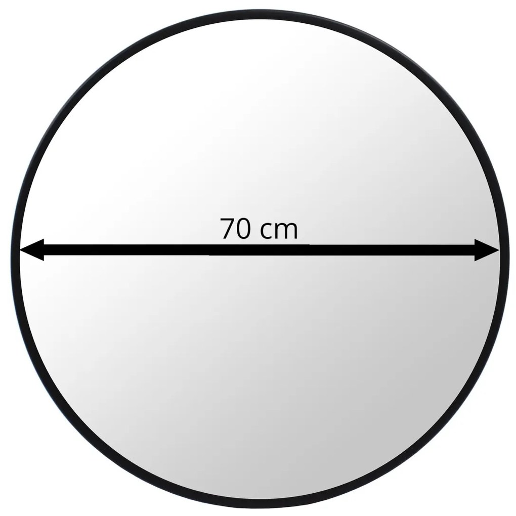 Okrúhle zrkadlo čierny rám 70 cm