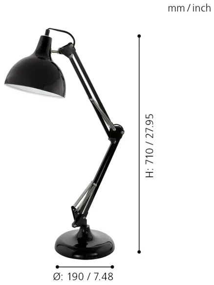 Eglo 94697 - Stolná lampa BORGILLIO 1xE27/40W/230V