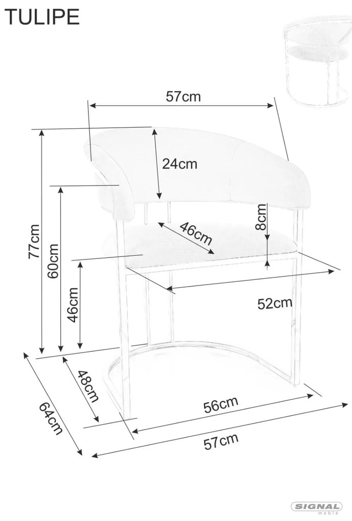 Sametové jídelní křeslo Tulipe béžové/zlaté