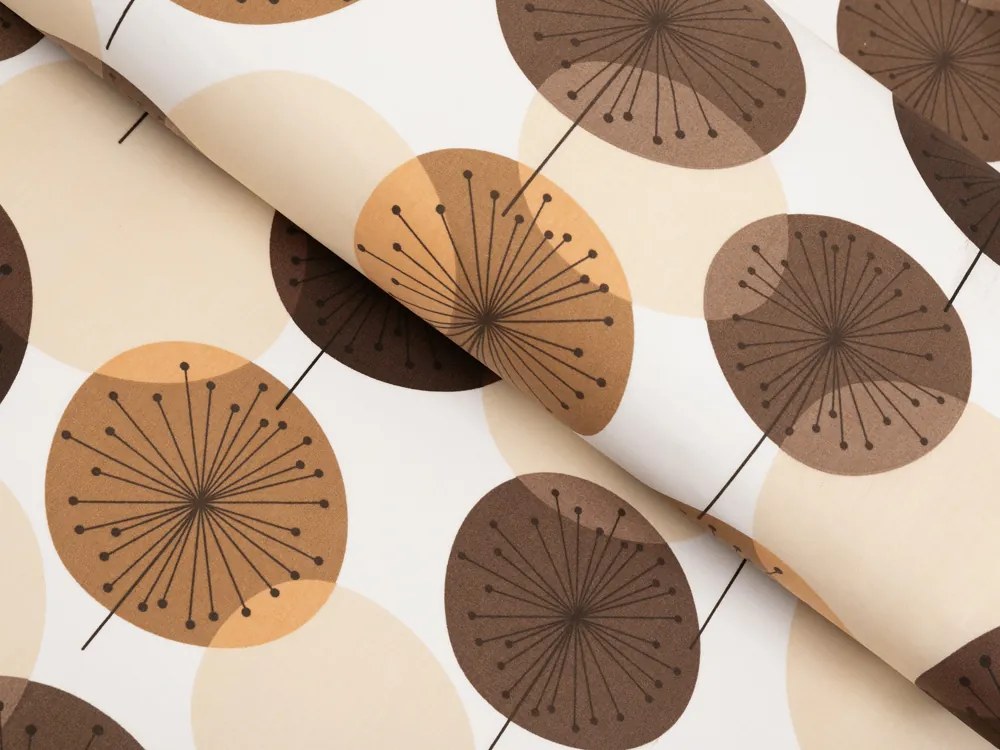 Biante Bavlnený okrúhly obrus Sandra SA-488 Hnedo-béžové designové púpavy Ø 60 cm