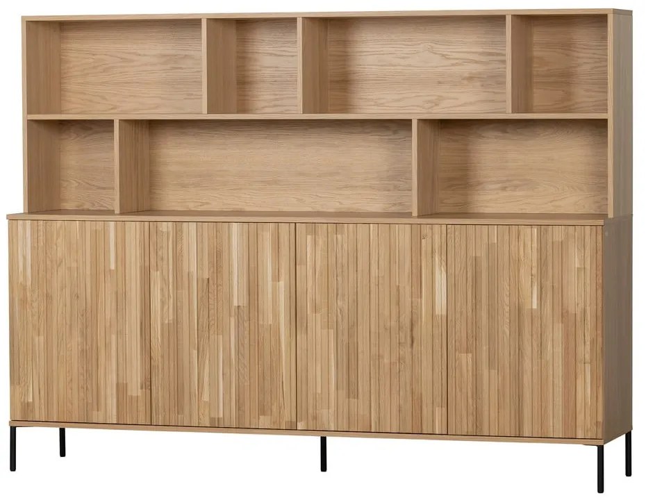Knižnica z dubového dreva v prírodnej farbe 200x150 cm Gravure – WOOOD