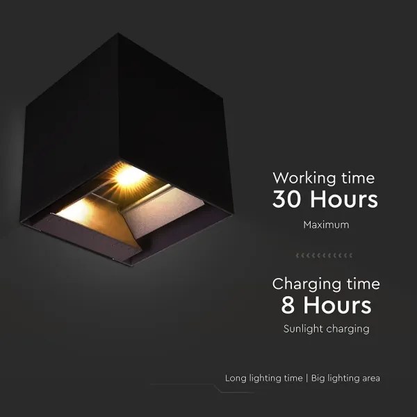 LED solárne nástenné svietidlo senzor LED/9W/3,7V 3000-5000K IP65 čierne