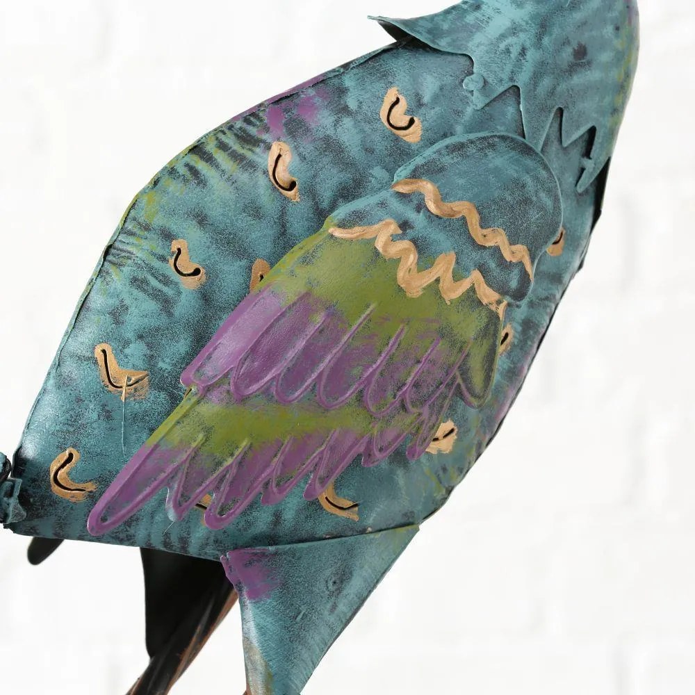 Záhradná kovová figúrka Peafowl, 78 cm, modrá