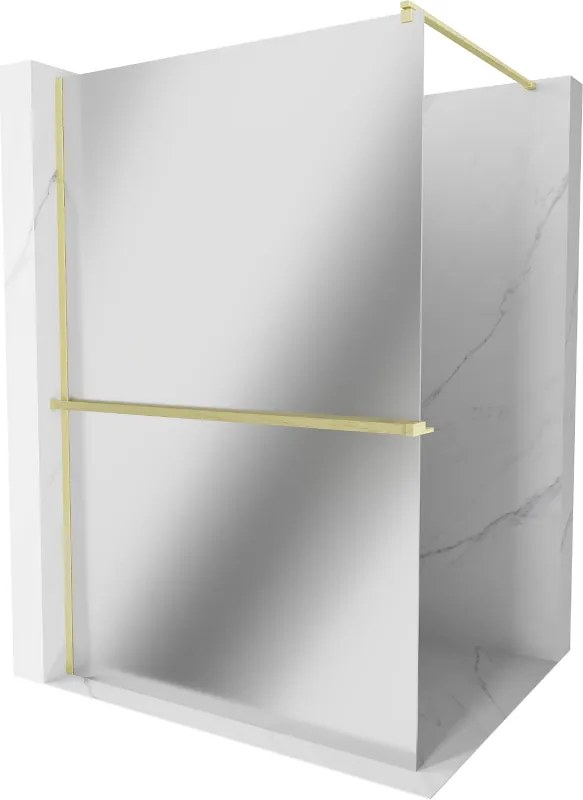 Mexen Kioto+ sprchová stěna s poličkou Walk-in 70 x 200 cm, zrcadlo, zlatá broušená - 800-070-121-55-50