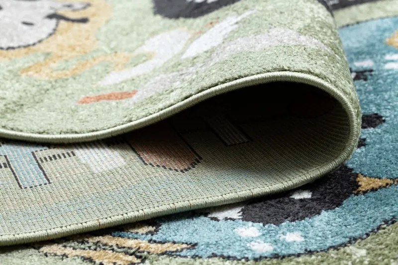 Dywany Łuszczów, Detský kusový koberec Fun Route Street animals green, 120x170, zelená, detská izba