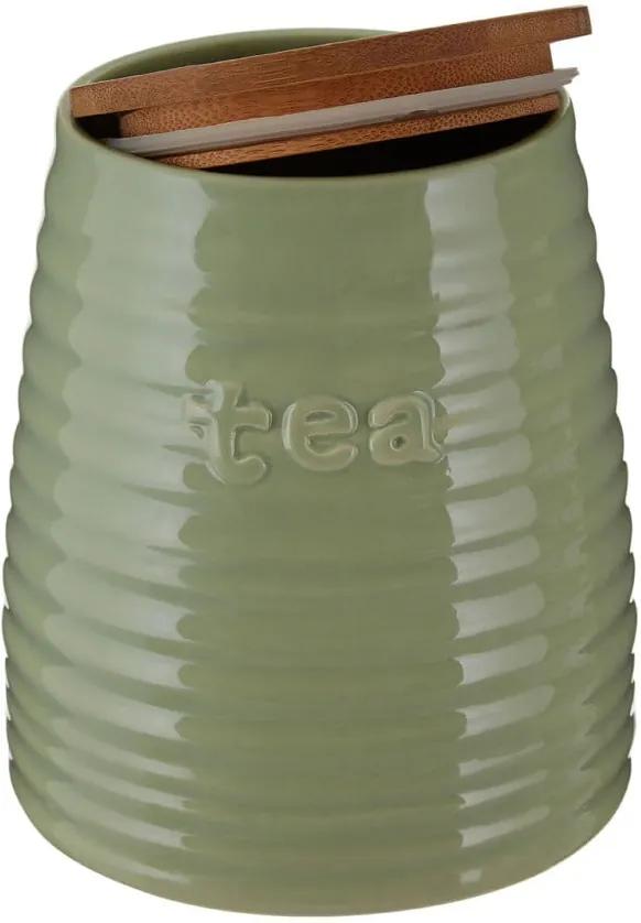 Zelená dóza na čaj s bambusovým vrchnákom Premier Housewares Winnie, 950 ml