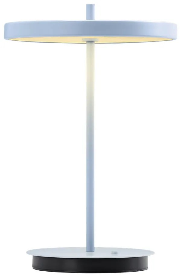 Svetlomodrá kovová LED stolová lampa s kovovým tienidlom (výška 31 cm) Asteria Move – UMAGE