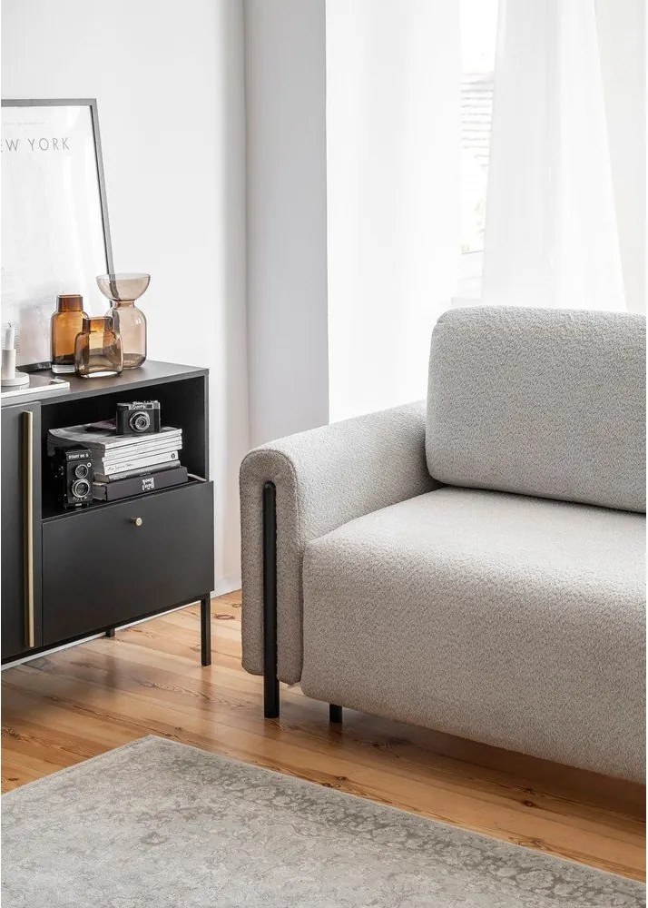 Svetlosivá rozkladacia/s úložným priestorom pohovka z textílie buklé 244 cm Arcadova – ELTAP