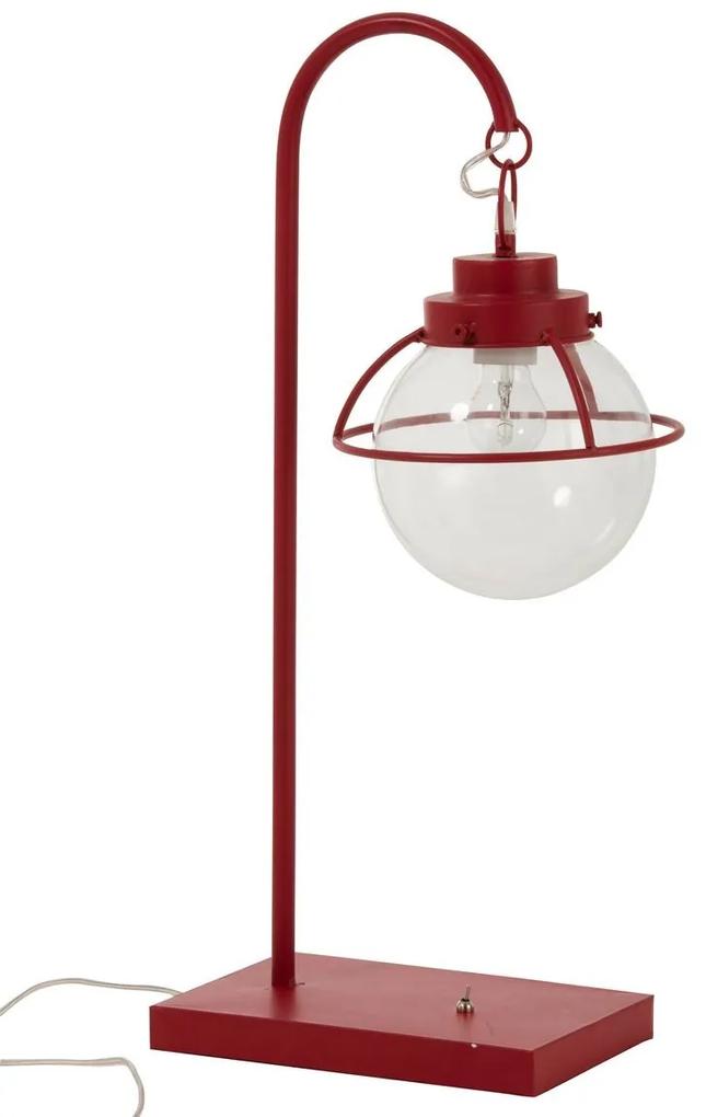 Červená kovová stolná retro lampa s patinou Ball Hang - 33*23*70 cm