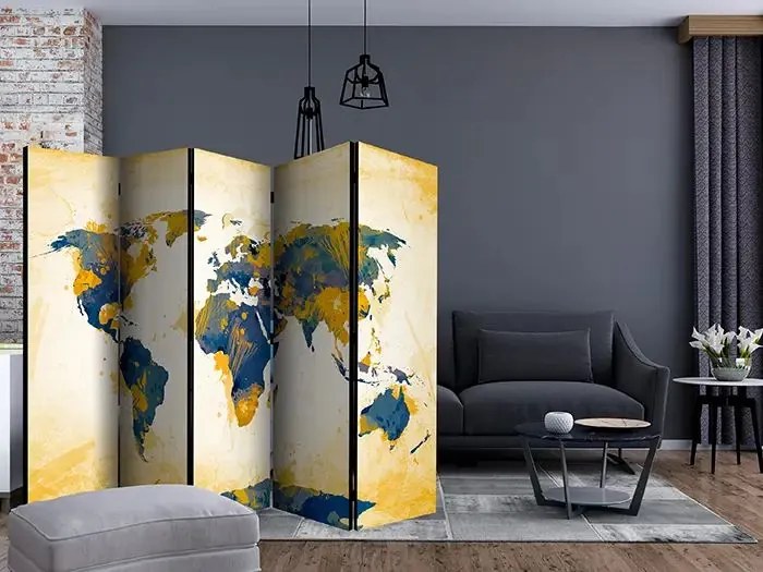 Paraván - Map of the World - Sun and sky II [Room Dividers] Veľkosť: 225x172, Verzia: Jednostranný