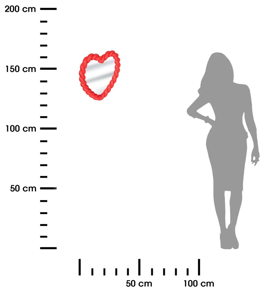 Zrkadlo Heart, červené