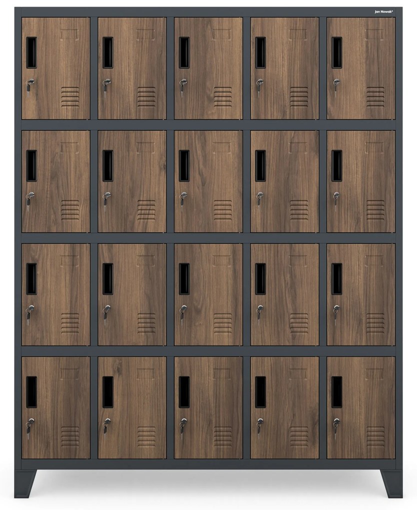 Skriňa s priehradkami s 20 priehradkami ROBERT, 1360 x 1720 x 450 mm, Eco Design: antracit/ orech