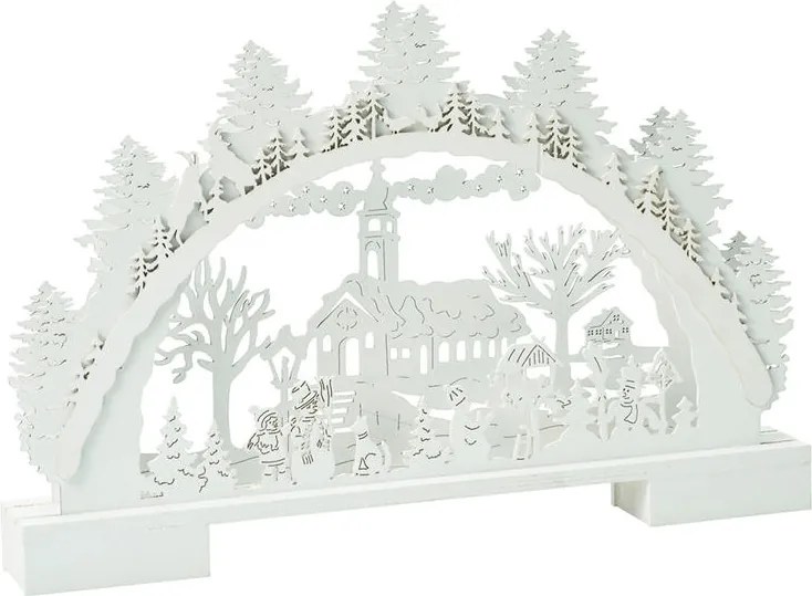 Drevená dekorácia s LED 41 cm, biela, assort