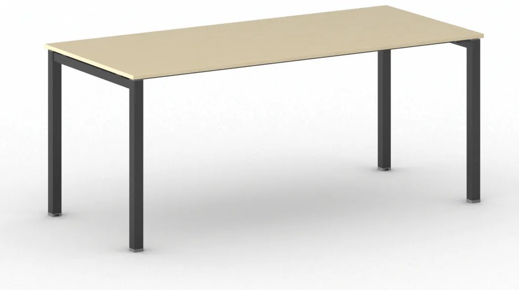 Rokovací kancelársky stôl PRIMO SQUARE, 180x80 cm, čierna podnož, breza