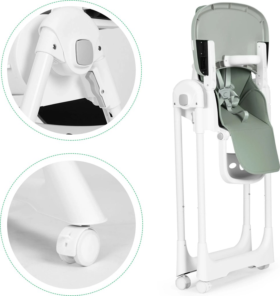 ECOTOYS HA-013 detské kresielko na kŕmenie, výškovo nastaviteľné, eko-koža, 5-bodové pásy