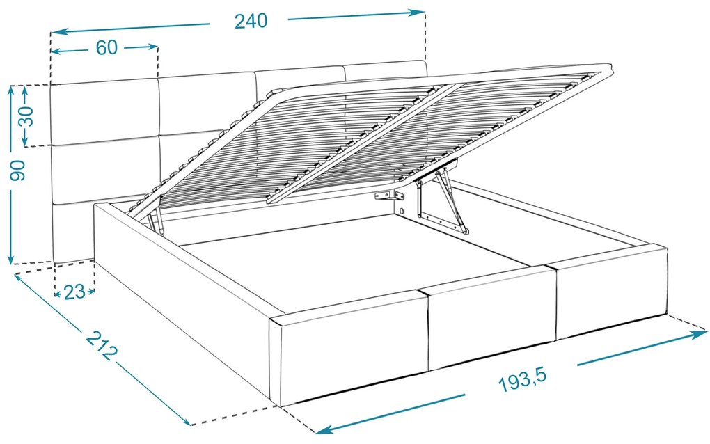 Čalúnená manželská posteľ s úložným priestorom Dony - krémová Rozmer: 180x200