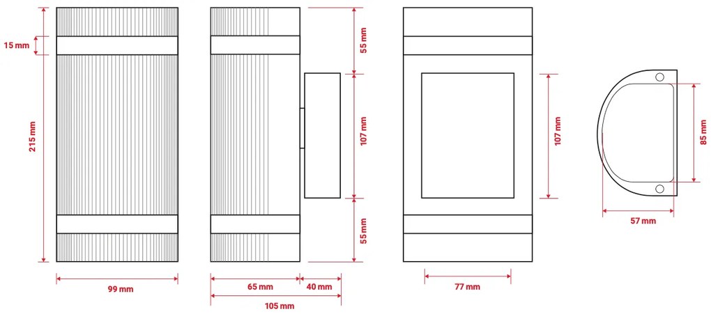 LEDLUX LED vonkajšie strieborné - 2 x GU10 - 230V - BRG2464