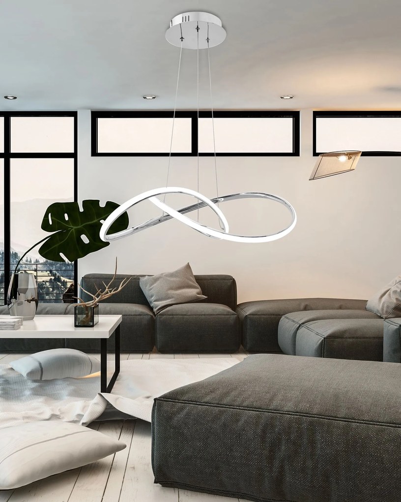 Toolight - LED stropné svietidlo + diaľkový ovládač APP393-CP, chrómová, OSW-06909