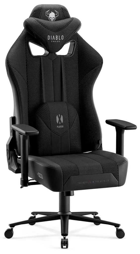 Herné kreslo s látkovým poťahom, veľkosť King Size, čierne: Diablo X-Player 2.0