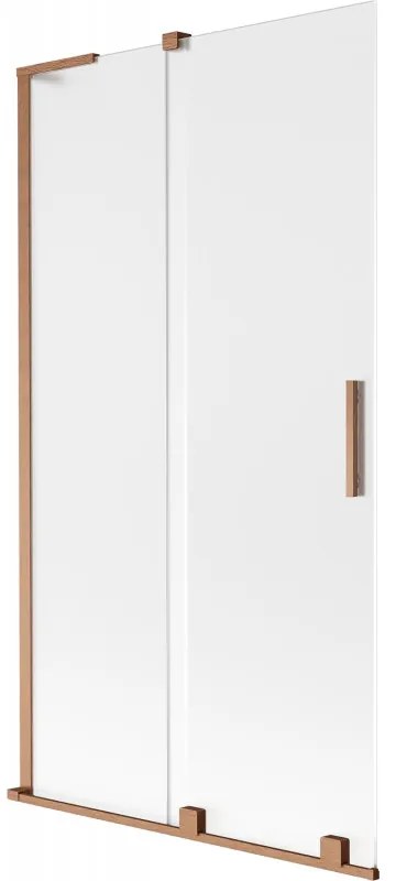 Mexen Velar L, 2-krídlová posuvná vaňová zástena 100 x 150 cm, 8mm sklo námraza, medená matná, 896-100-003-31-65