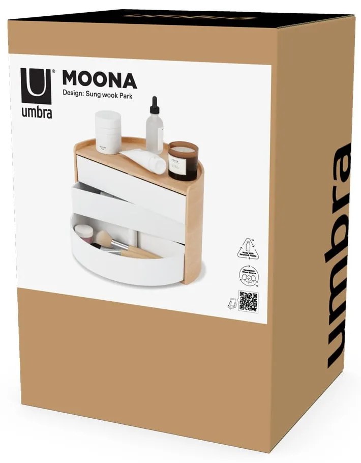 Kúpeľňový organizér otočný v prírodnej farbe Moona – Umbra