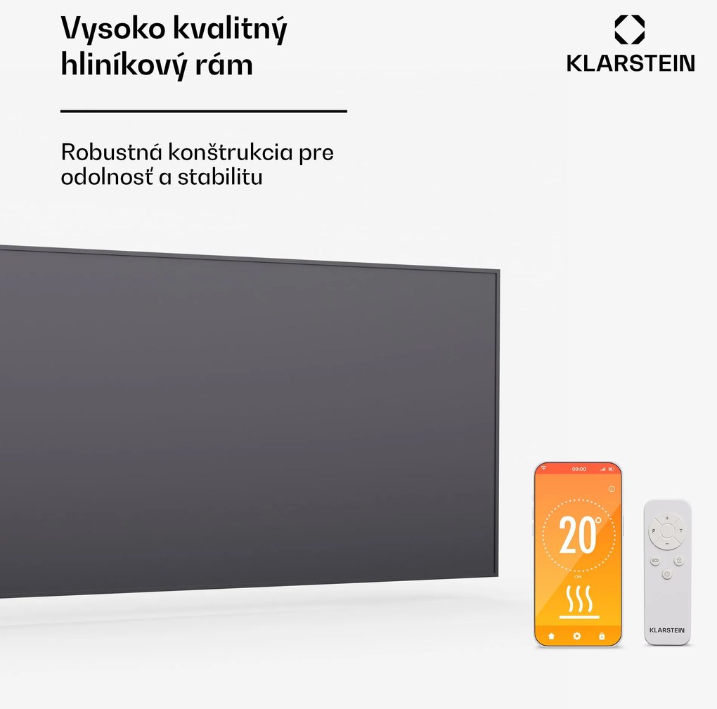 Klarstein Wonderwall Smart Infračervený ohrievač, 60x120cm, Aplikácia, 770W, Týždenný časovač, IP24