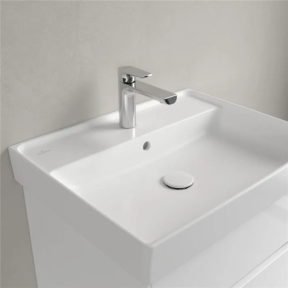 VILLEROY & BOCH Collaro závesné umývadlo s otvorom, s prepadom, 600 x 470 mm, Stone White, s povrchom CeramicPlus, 4A3360RW