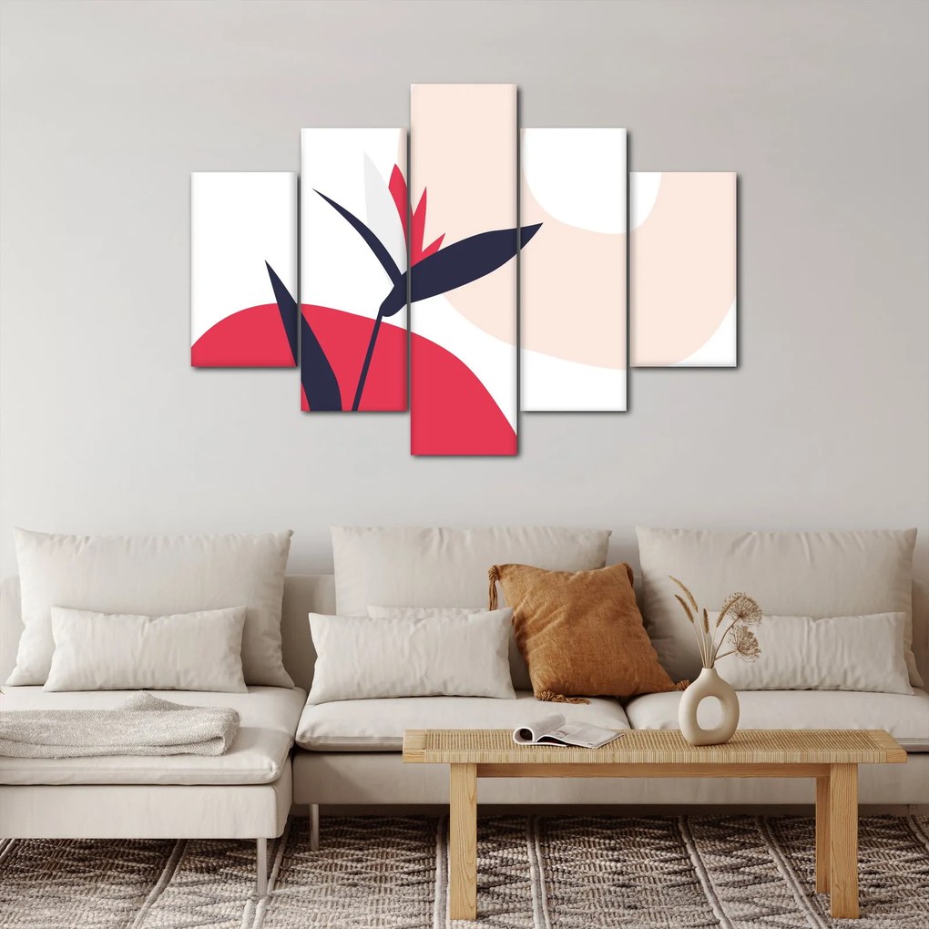 Obraz - Ružová florálna abstrakcia N⁰1 (150x105 cm)