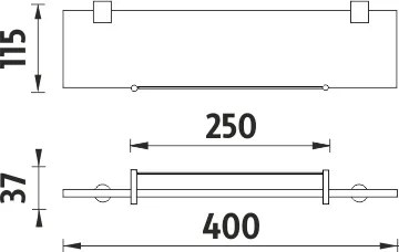 Nimco Bormo - polica s ohrádkou, extra číre sklo 40cm (BR 11091BX-40-26)