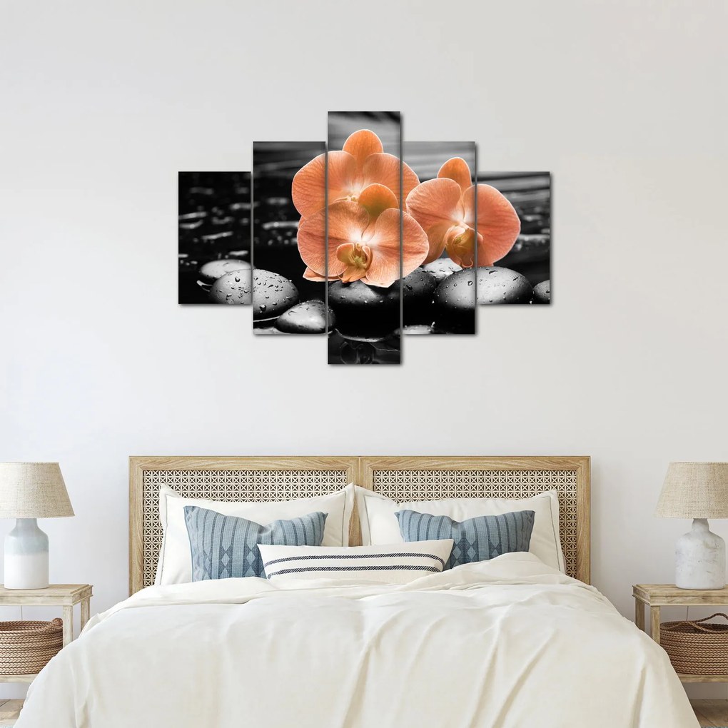 Obraz - Oranžové orchidey (150x105 cm)