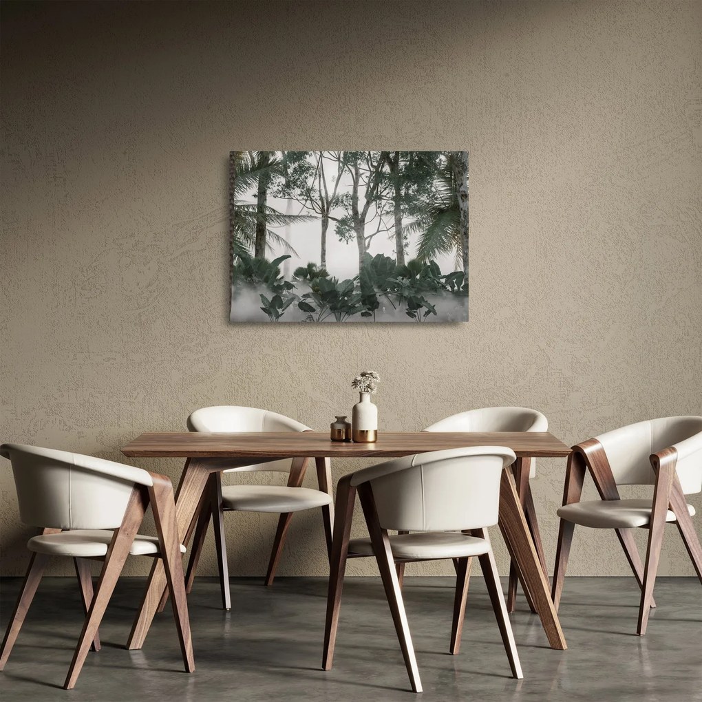 Sklenený obraz - Jungle v rannej hmle (70x50 cm)
