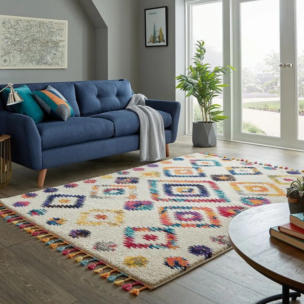 Flair Rugs, Kusový koberec Menara Bohemia Cream, 120x170, viacfarebná, obývacia izba