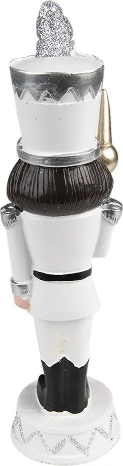 Biela antik vianočné dekorácie soška Luskáčik na stráži - 5*5*18 cm
