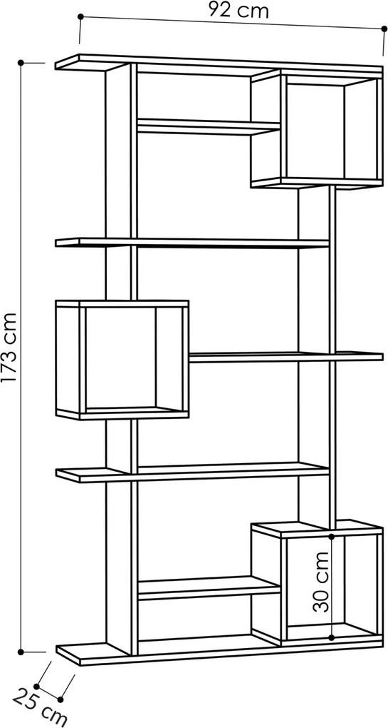 Moderná knižnica Houseland Soto antracit