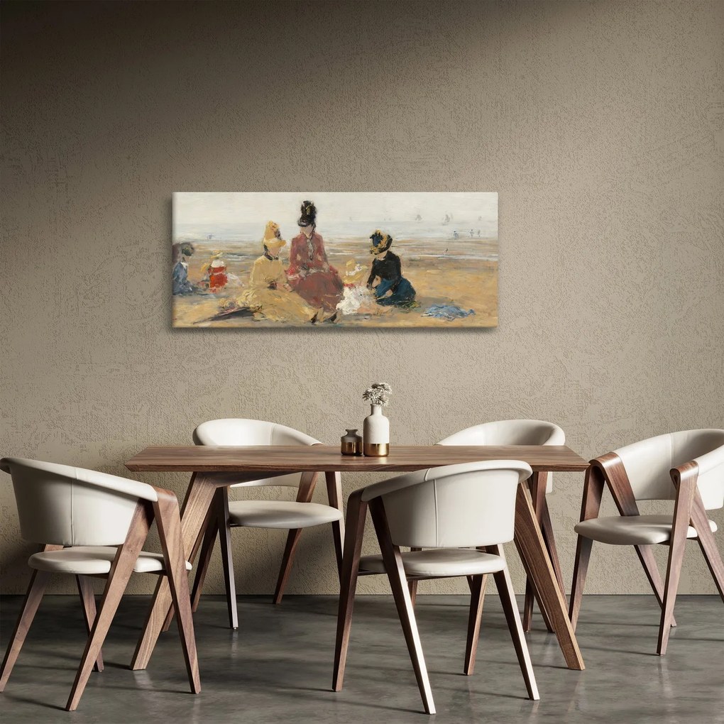 Obraz - Eugène Boudin, On the Beach, Trouville, reprodukcia (120x50 cm)