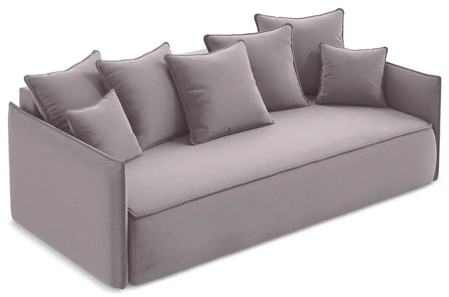 Zamatová rozkladacia/s úložným priestorom pohovka v levanduľovej farbe 225 cm Hula – Makamii