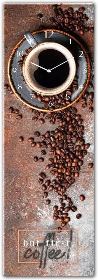 Sklenené nástenné hodiny Styler First Coffee, 20 x 60 cm