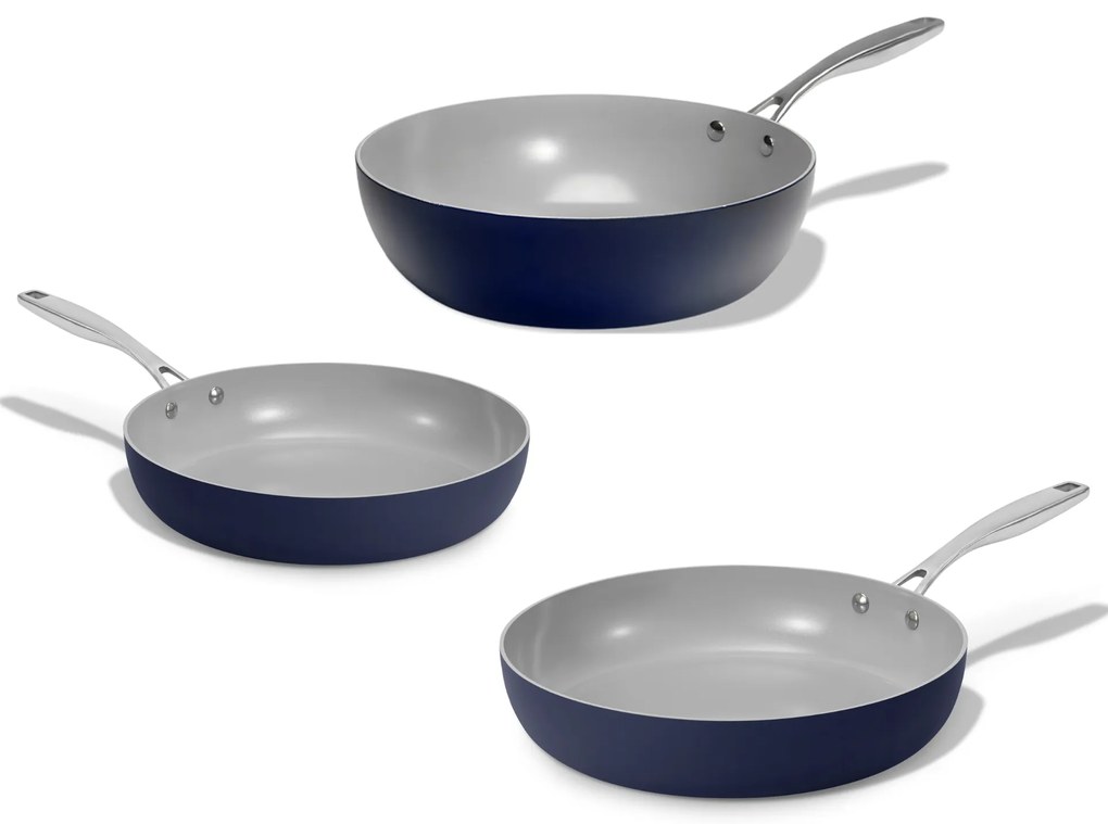 Elmich Sada keramických panvíc Vital 3 ks, 1 wok a 2 panvice, tmavo modrá