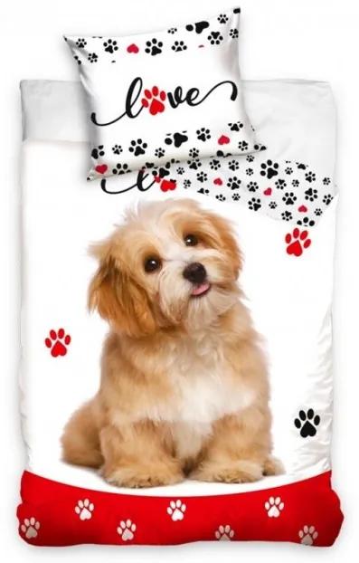 Tiptrade - Detské bavlnené posteľné obliečky roztomilý psík / šteňa / 140 x 200 cm + 70 x 90 cm